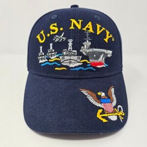 Eagle Emblems US Navy Hat Blue Cotton Twill Embroidered Military Ship Cap Mens